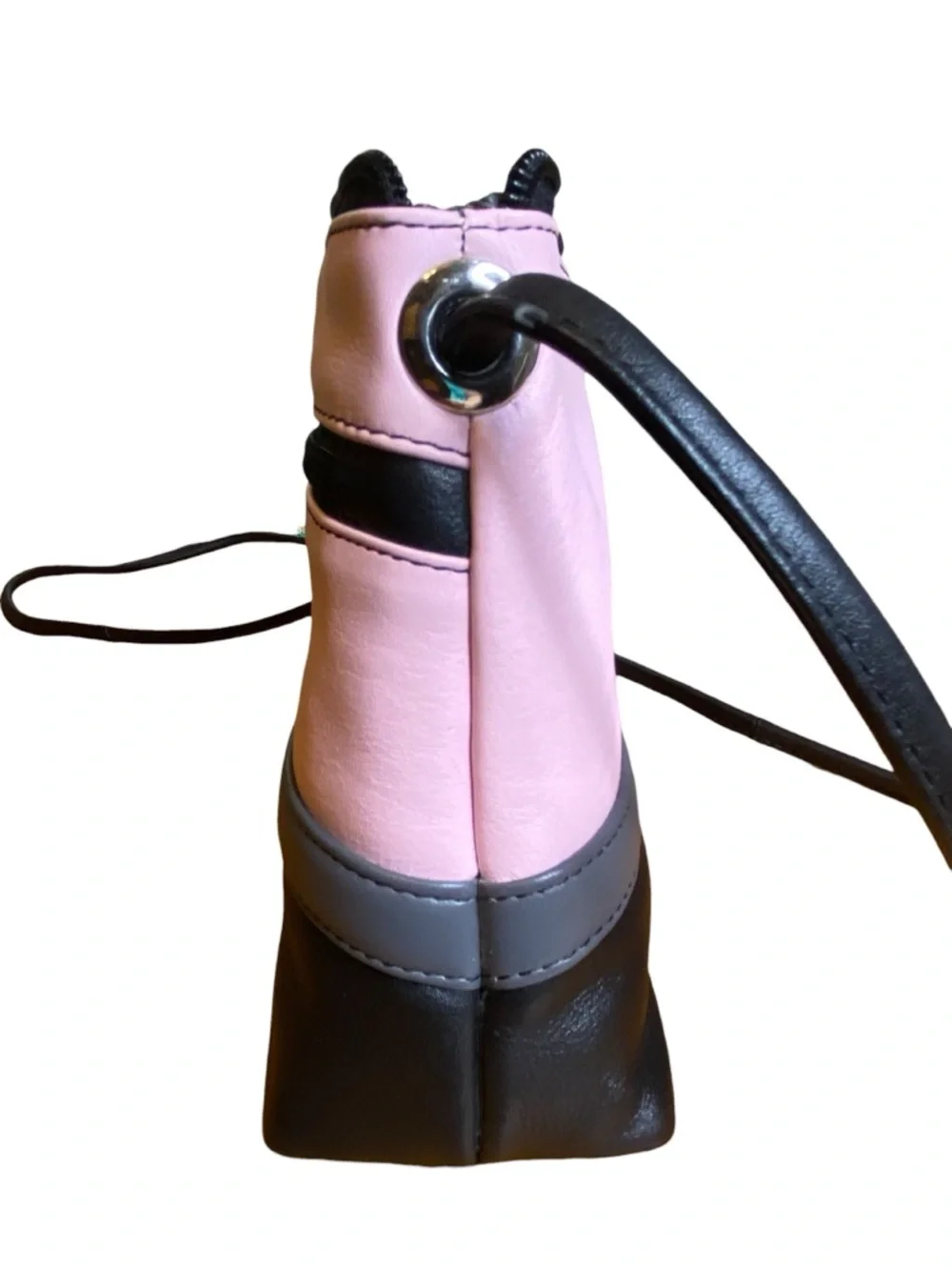 iLi New York Black Pink Leather Crossbody Bag